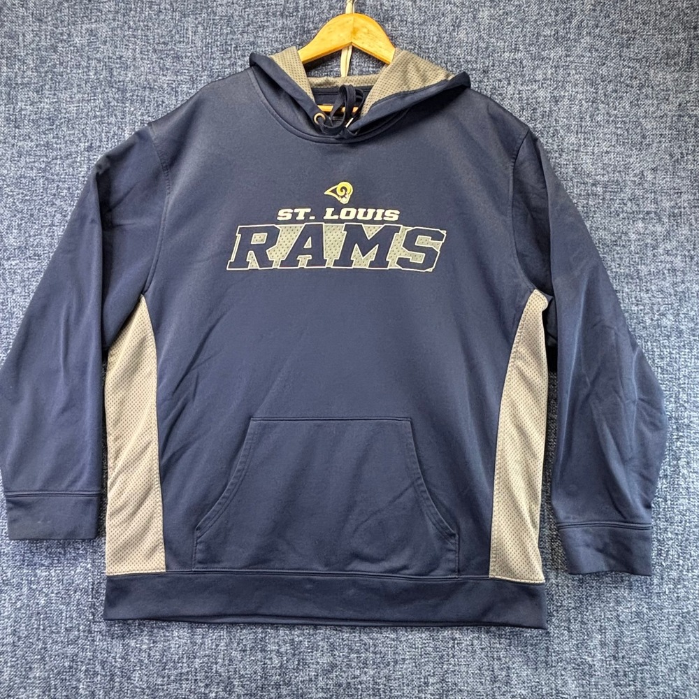 St. Louis Rams Hoodie Mens 2XL Navy Blue Polyester Regular Fit Mesh Panel NFL